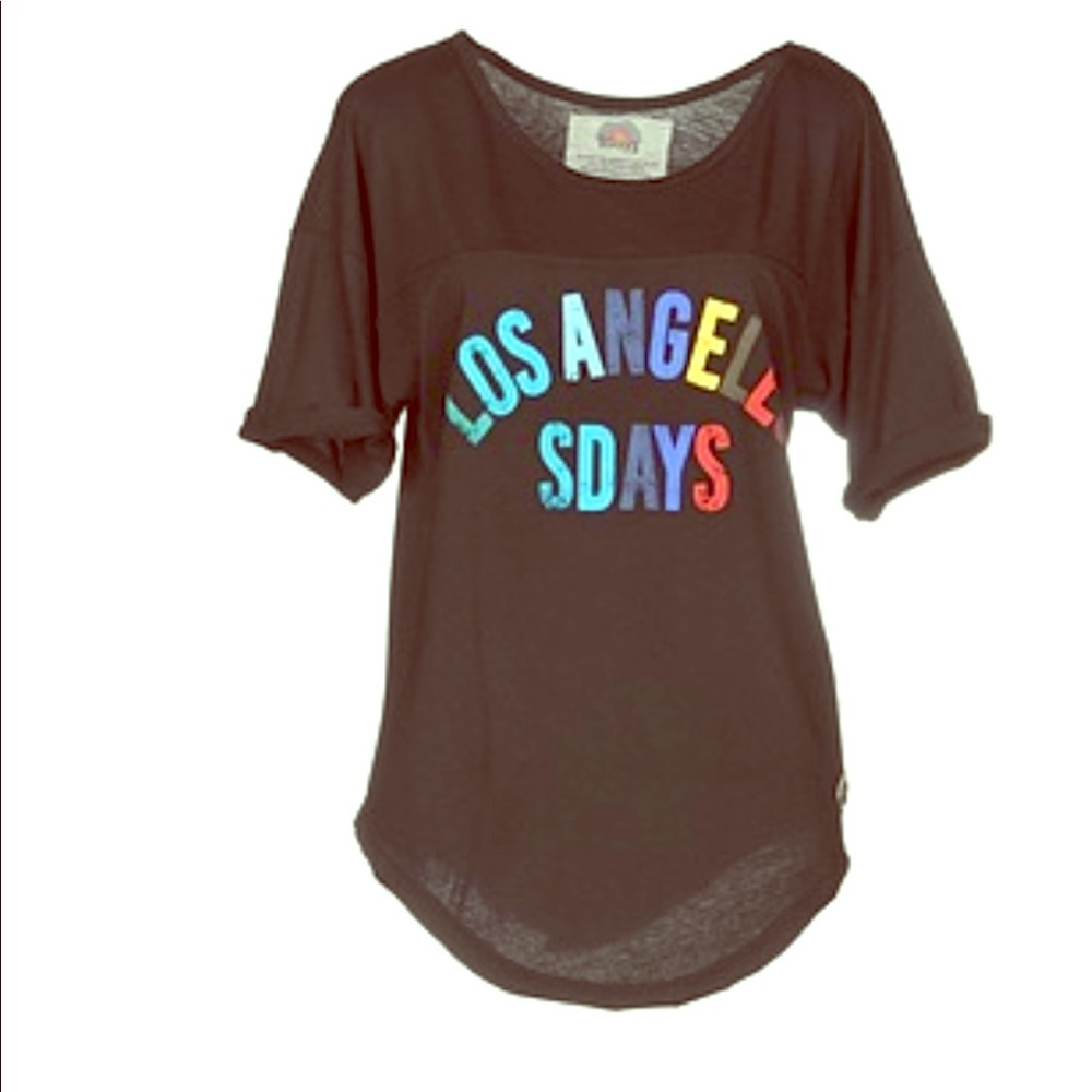 SDays Los Angeles black asymmetric hem tshirt NWT